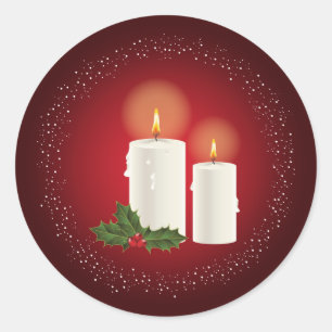 Adesivo Velas Brancas de Natal Aconchegantes em Vermelho c