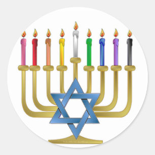 Adesivo Velas de Arco-íris de Hanuka Menorah Dourada