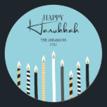 Adesivo Velas de Feriado Moderno Feliz Hanukkah<br><div class="desc">Personalize o texto personalizado acima. Você pode encontrar itens de coordenação adicionais na nossa coleção "Modern Happy Hanukkah Candles".</div>