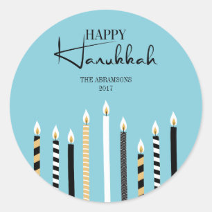 Adesivo Velas de Feriado Moderno Feliz Hanukkah