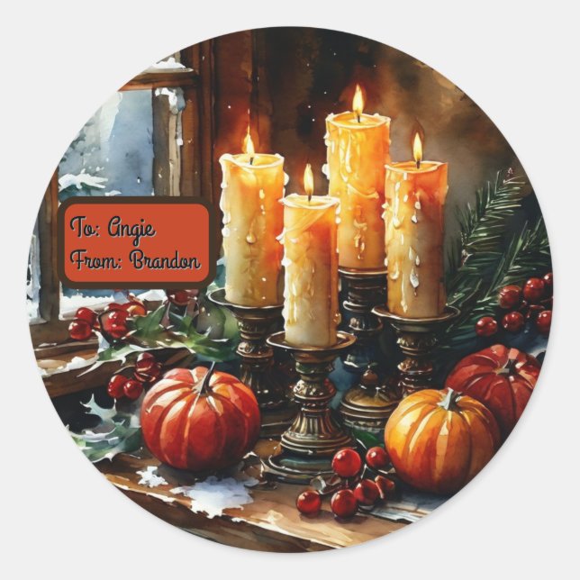 Adesivo Velas de Natal com Design Personalizável (Frente)