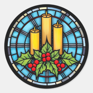 Adesivo Velas de Natal de Vidro Manchado