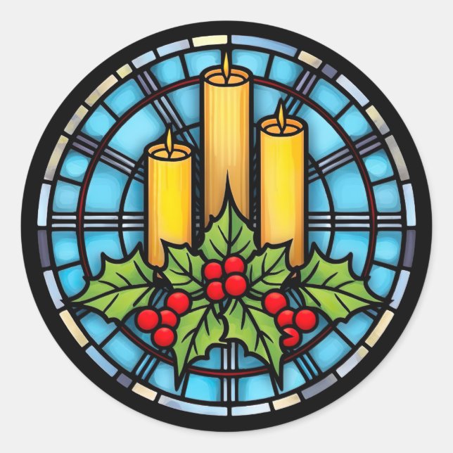 Adesivo Velas de Natal de Vidro Manchado (Frente)