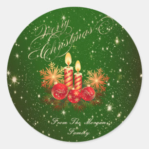 Adesivo Velas de Natal Elegantes, Bolas, Flocos de Neve