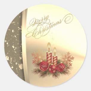 Adesivo Velas de Natal Modernas, Bolas, Pinheiros, Dourado