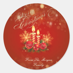 Adesivo Velas de Natal Vermelhas Elegantes, Bolas, Flocos