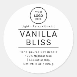 Adesivo Velas de Soja Artesanais Rótulo Minimalista Preto