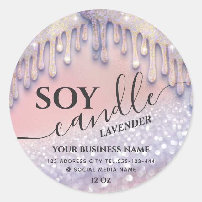 Adesivo Velas de soja modernas de luxo com gotas cintilant (Frente)