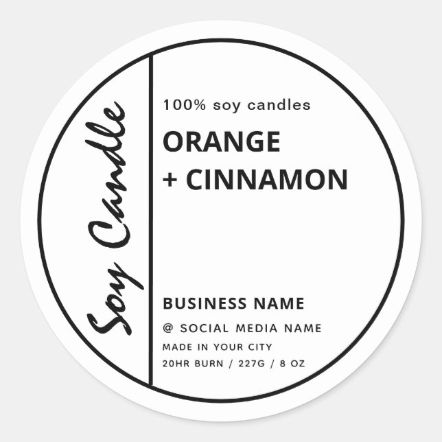 Adesivo Velas de soja simples e de borda branca, minimalis (Frente)