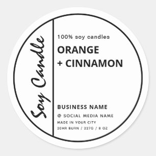 Adesivo Velas de soja simples e de borda branca, minimalis
