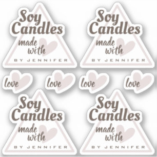 Adesivo Velas Naturais Coração Feito com Amor Marrom Rústi