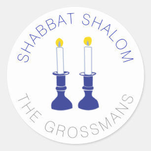 Adesivo Velas Shalom Shabbat Velas Personalizadas - Azul