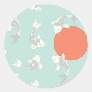 ADESIVO VELOPE: ESTILO JAPONÊS: PADRÃO DE PEIXE KOI 
