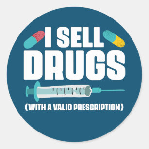 Adesivo Vende Drogas Com Um Farmacêutico De Prescrição Vál