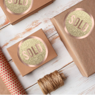 Adesivo Vendido Glitter Rosa Dourado Agente Imobiliário M