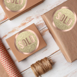 Adesivo Vendido Glitter Rosa Dourado Imobiliário Agent Met
