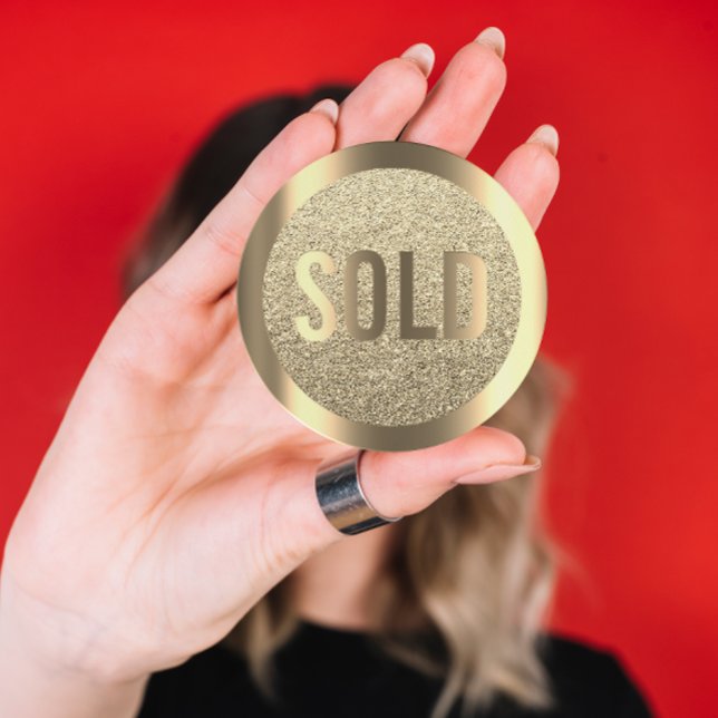 Adesivo Vendido Glitter Sepia Faux Dourado Imóveis Agent (Criador carregado)