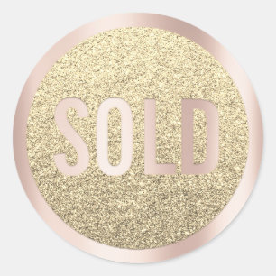 Adesivo Vendido Glitter Silver RoseGold Real Estate Agent