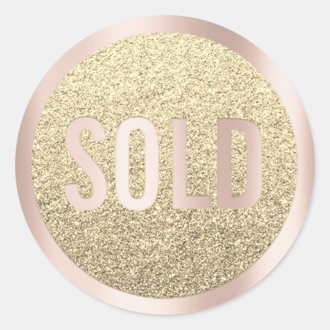 Adesivo Vendido Glitter Silver RoseGold Real Estate Agent (Frente)