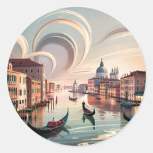 Veneza Itália Gôndola Canal Aquarela Viagem Retro
