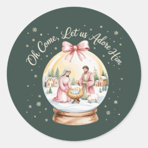 Adesivo Venha Vamos Adorá-Lo Jesus Natal Rosa Coquette 
