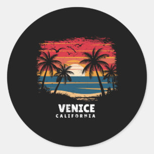 Adesivo Venice Beach Califórnia Surfista Árvore de Palma S