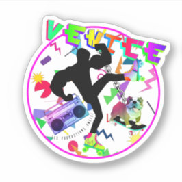 Adesivo Venice Beach e English Buldog | 90s Cores neon