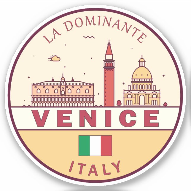 Adesivo Venice Itália Cidade Skyline Emblem (Frente)