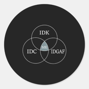 Adesivo Venn Diagram Idgaf Funny Meme Science Scifi Idc Id