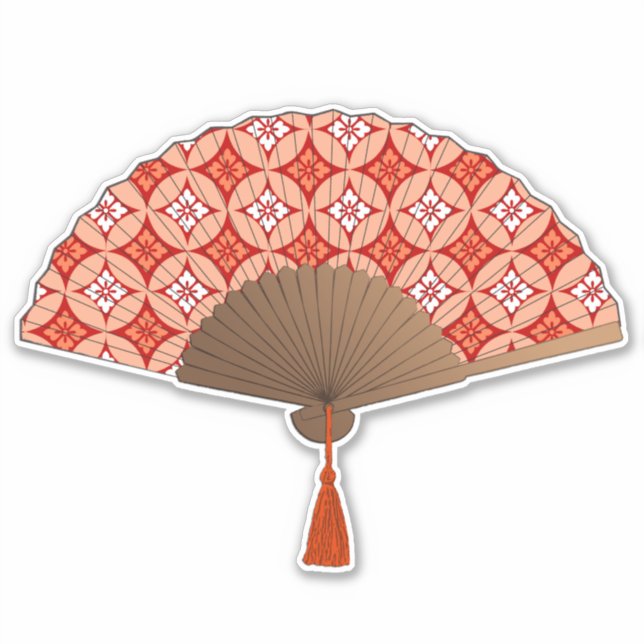 Adesivo Ventilador Japonês, Shippo Motif, Mandarin Orange (Frente)