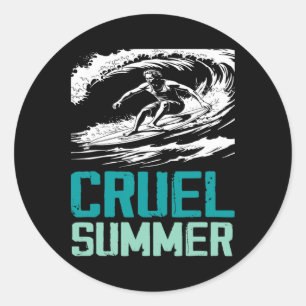 Adesivo Verão Cruel Onda Retro Surfando Férias Férias Mulh