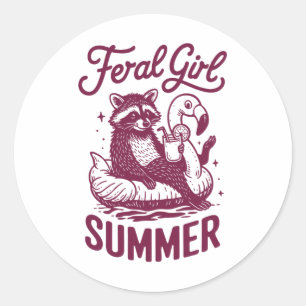 Adesivo Verão da Menina Feral Vacay do Guaxinim Panda Lixo