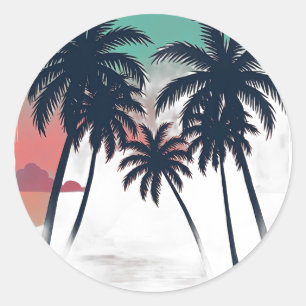 Adesivo Verão Eterno Vaporwave Tropical Pôr do Sol Palma R