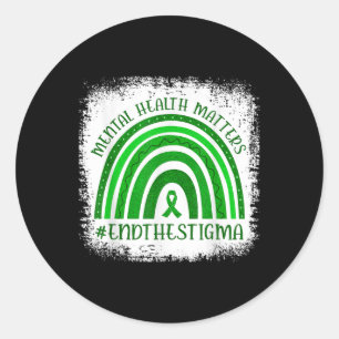 Adesivo Verde Arco-Íris Saúde Mental S Consciência Mês