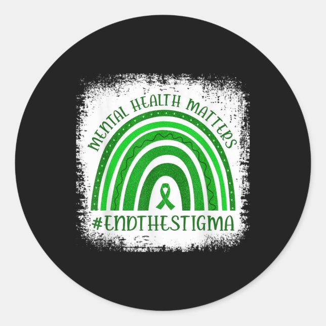 Adesivo Verde Arco-Íris Saúde Mental S Consciência Mês (Frente)