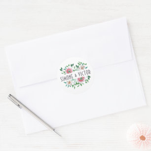 Adesivo Verde Botânico Elegante e Floral Rosa