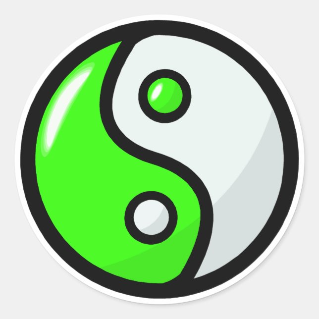 Adesivo Verde brilhante Yin Yang no equilíbrio (Frente)