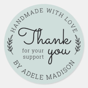 Adesivo Verde caseiro feito com amor Obrigado