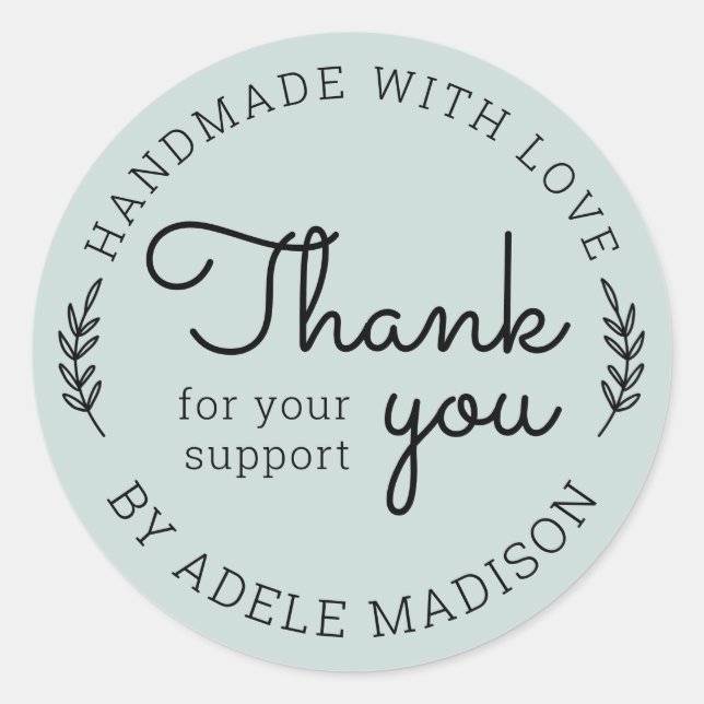 Adesivo Verde caseiro feito com amor Obrigado (Frente)