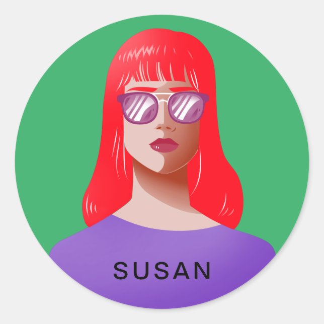 Adesivo Verde-chic e mulher clássica (Frente)