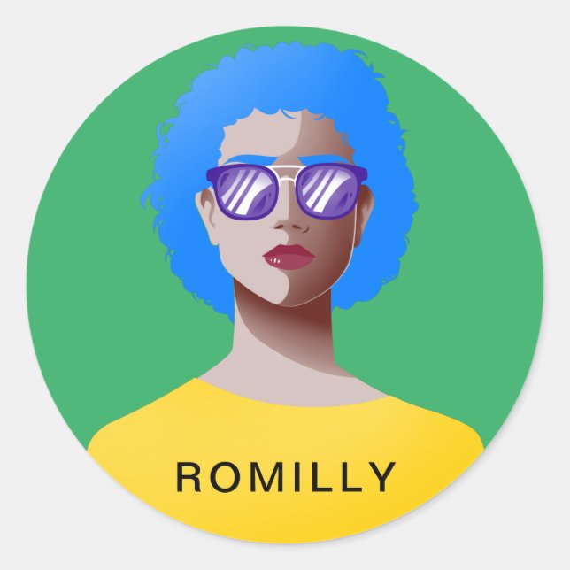 Adesivo Verde-chic e mulher clássica (Frente)