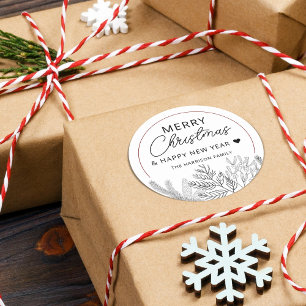 Adesivo Verde de Inverno Feliz Natal Personalizado