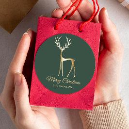 Adesivo Verde Dourada Reindeer Natal Elegante Minimalista