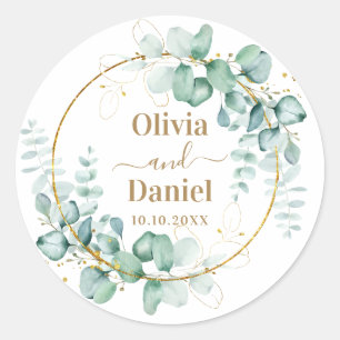 Adesivo Verde Dourado Botânico Personalizar Para Casamento
