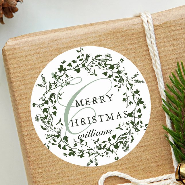 Adesivo Verde e Branca, flor selvagem moderna, Natal (Criador carregado)