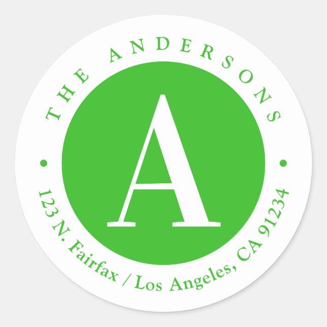 Adesivo Verde e Branco | Endereço de devolução do monogram (Frente)