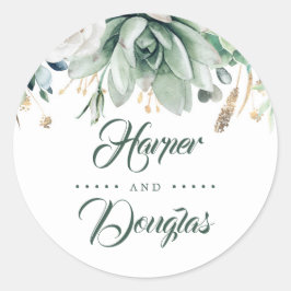 Adesivo Verde e Dourado | Casamento Elegante Botânico