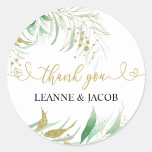 Adesivo Verde e Dourado Elegante Personalizado