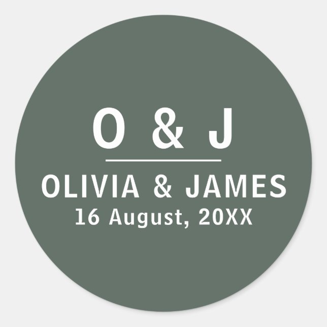 Adesivo Verde Escuro | Casamento Scandi Moderno Minimalist (Frente)