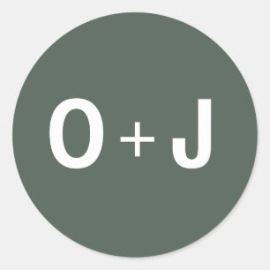 Adesivo Verde Escuro   Iniciais + Casamento Scandi Minimal